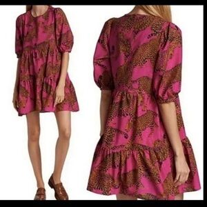 FARM Rio Vibrant Leopard Tiered Dress